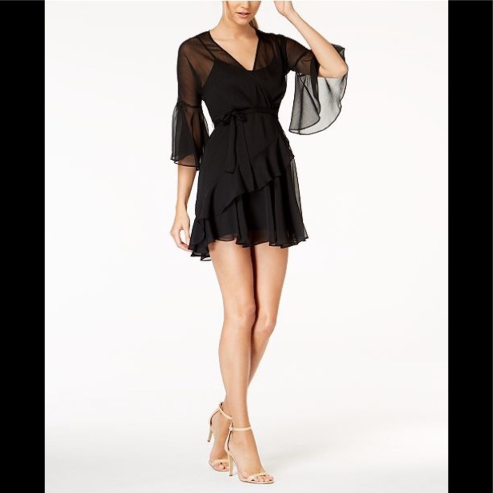 French connection sheer faux wrap dress